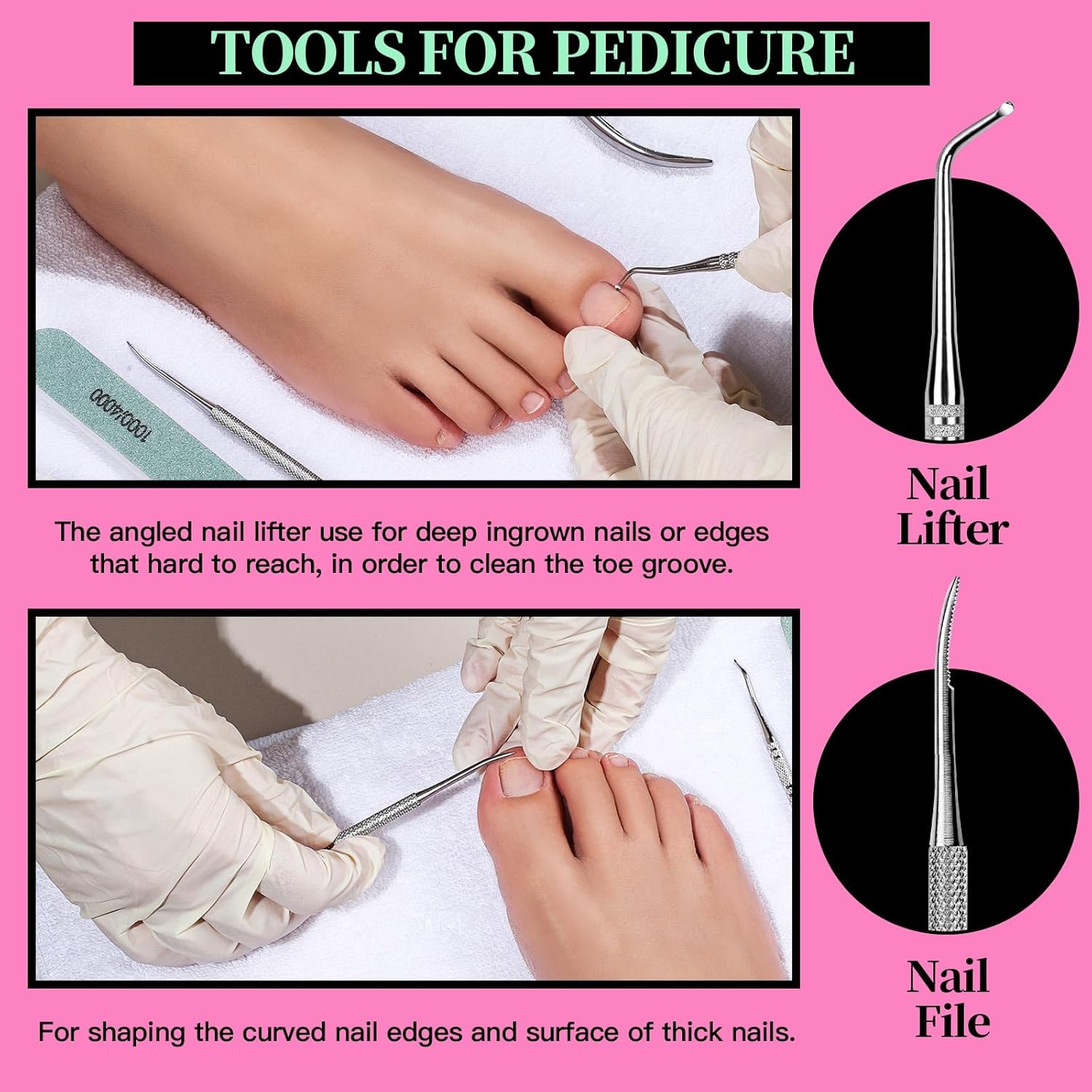 Nail Care Kit, Nail Files 100/180, Nail Buffer Block, Cuticle Nippers, Cuticle Trimmer, Cuticle Pusher, Nail Tools