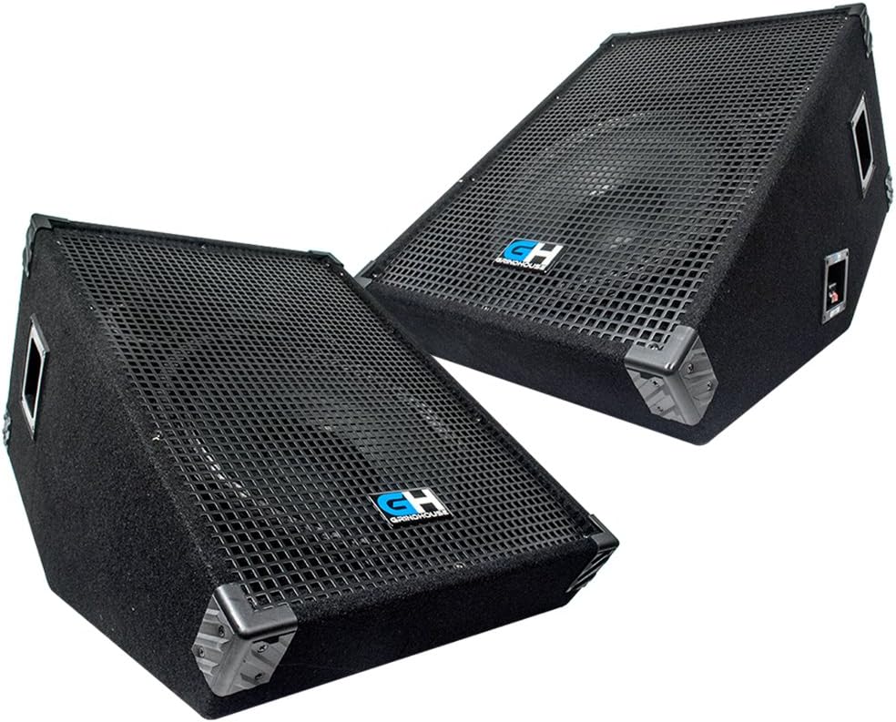 GH15M-Pair - Pair of 15 Inch Passive Wedge Floor / Stage Monitors 400 Watts RMS each - PA/DJ Stage, Studio, Live