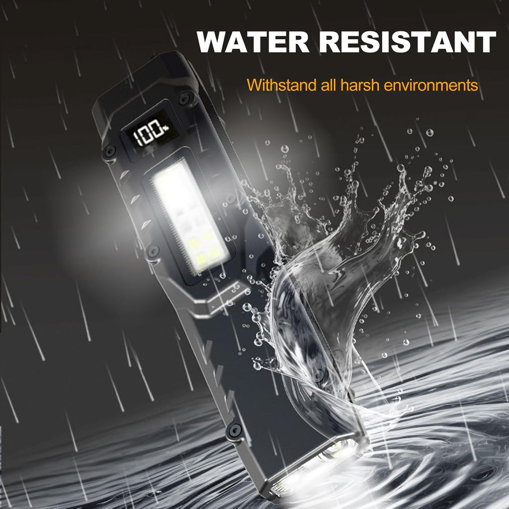 Tactical Flashlight, High Lumens EDC Flashlight with Digital Display, USB-C Rechargeable Flat Flashlight, Dual