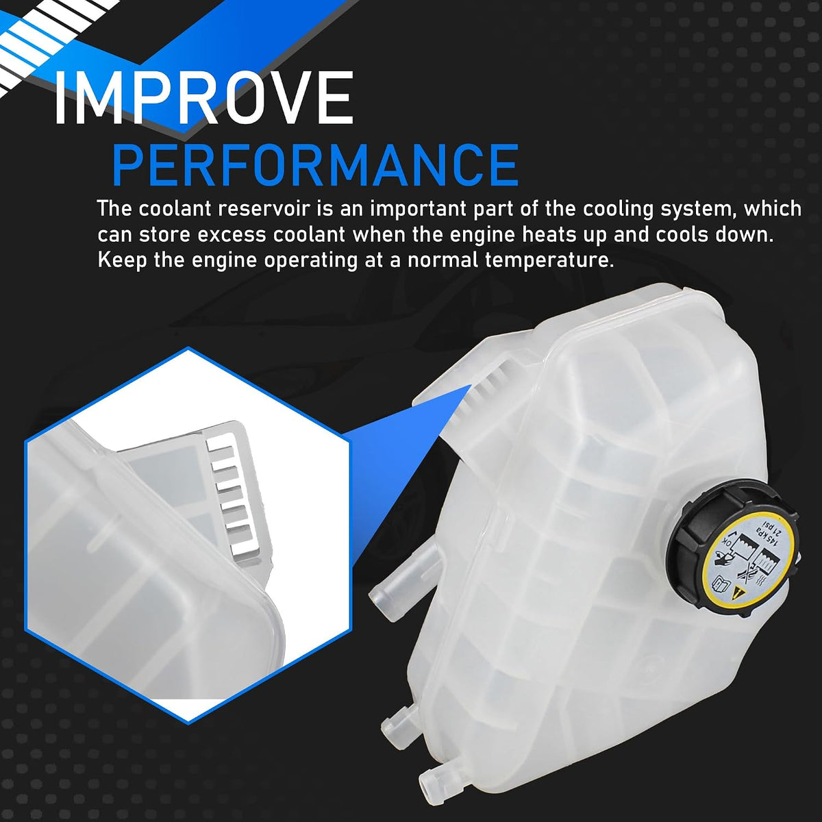 Engine Coolant Reservoir Tank with Cap Fit for 11-19 Ford Fiesta