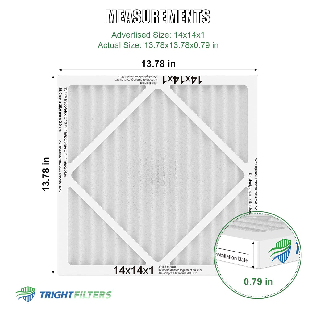 14x14x1 Air Filter 6 Pack, MERV 8 Filter Replacement