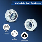 Kozelo 5Pcs M16-2 Nylon Locking Hex Nuts CarbonSteel Blue and White