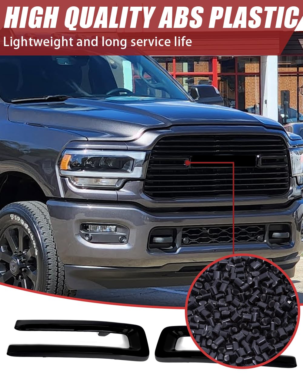 SAIQINGSP Matte Black Front Grille Trim For 2019-2024 Dodge Ram 2500 3500
