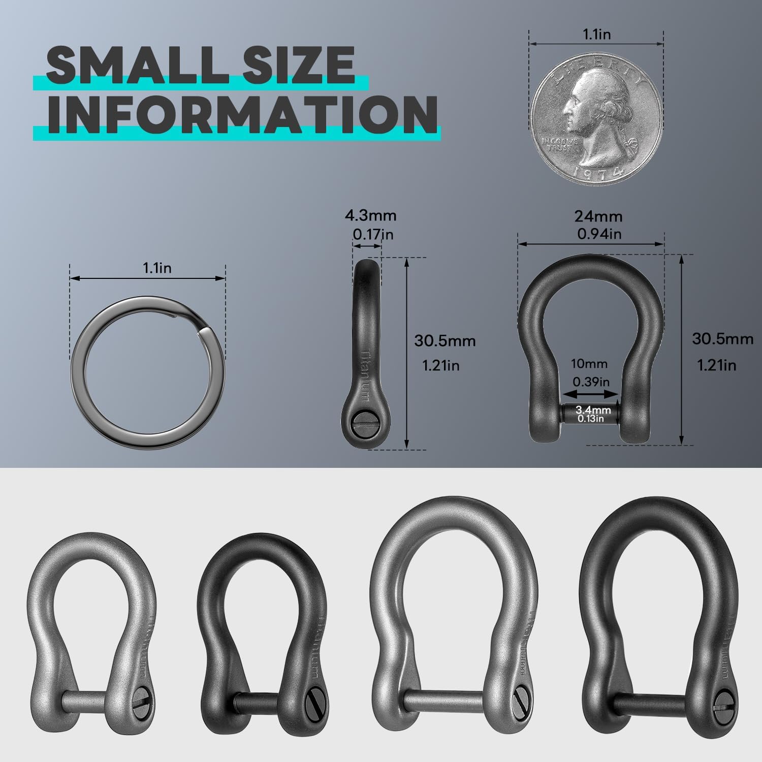 Titanium Key Organizer, Small D Ring Keychain