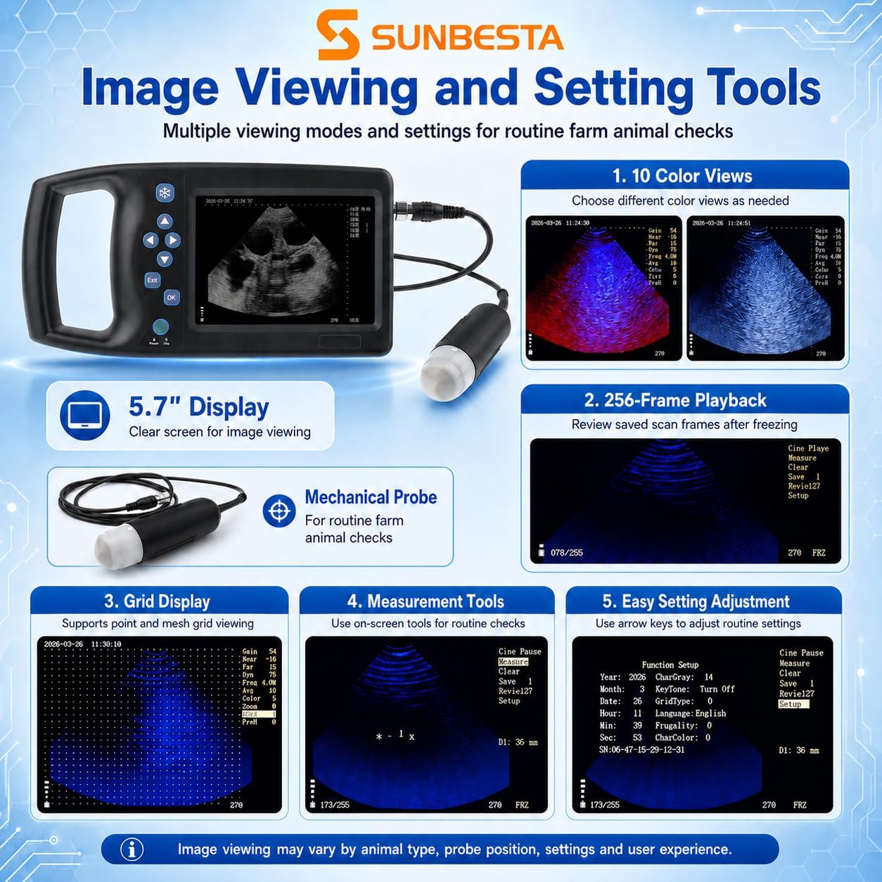 S-M6 Portable Veterinary Ultrasound Scanner with Heated 3.5MHz Sector Probe