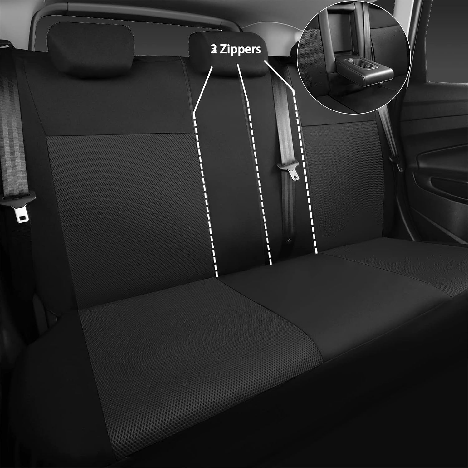 Seat Cover Full Sets, 3D Air Mesh Car Seat Cover with 5mm Composite Sponge Inside,Airbag Compatible Universal Fit for