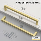 10 Pack 10-1/16" CC Brushed Gold Cabinet Pulls Kitchen Handles
