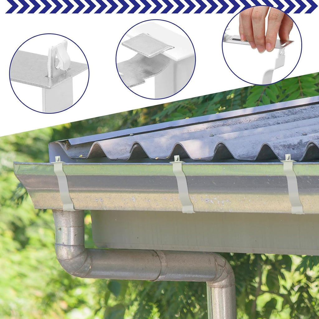 10 Pack Gutter Brackets 5 Inch Gutter Hangers Heavy Duty Hidden Rain Brackets with Pre Inserted Screw, Aluminum