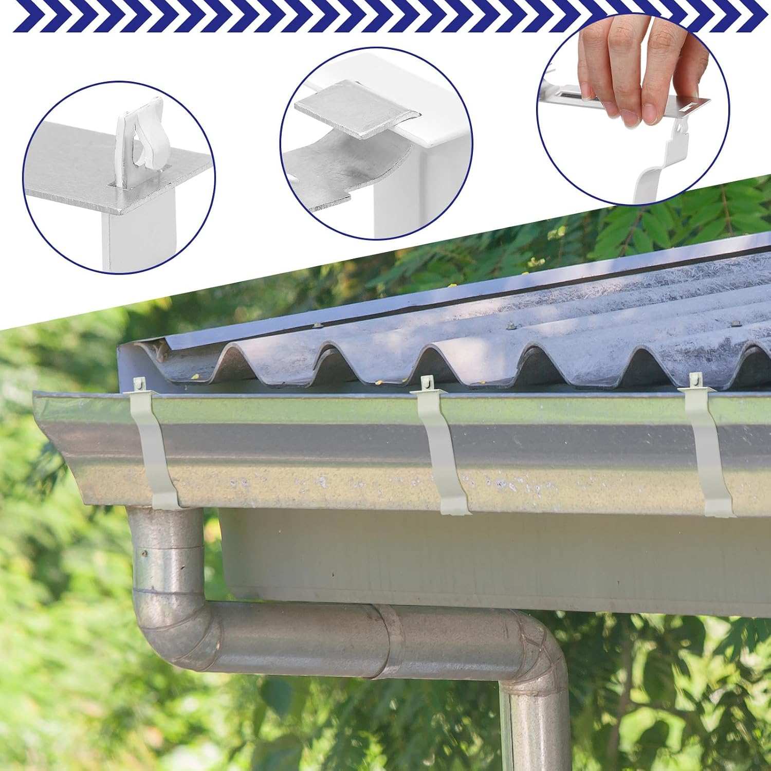 10 Pack Gutter Brackets 5 Inch Gutter Hangers Heavy Duty Hidden Rain Brackets with Pre Inserted Screw, Aluminum