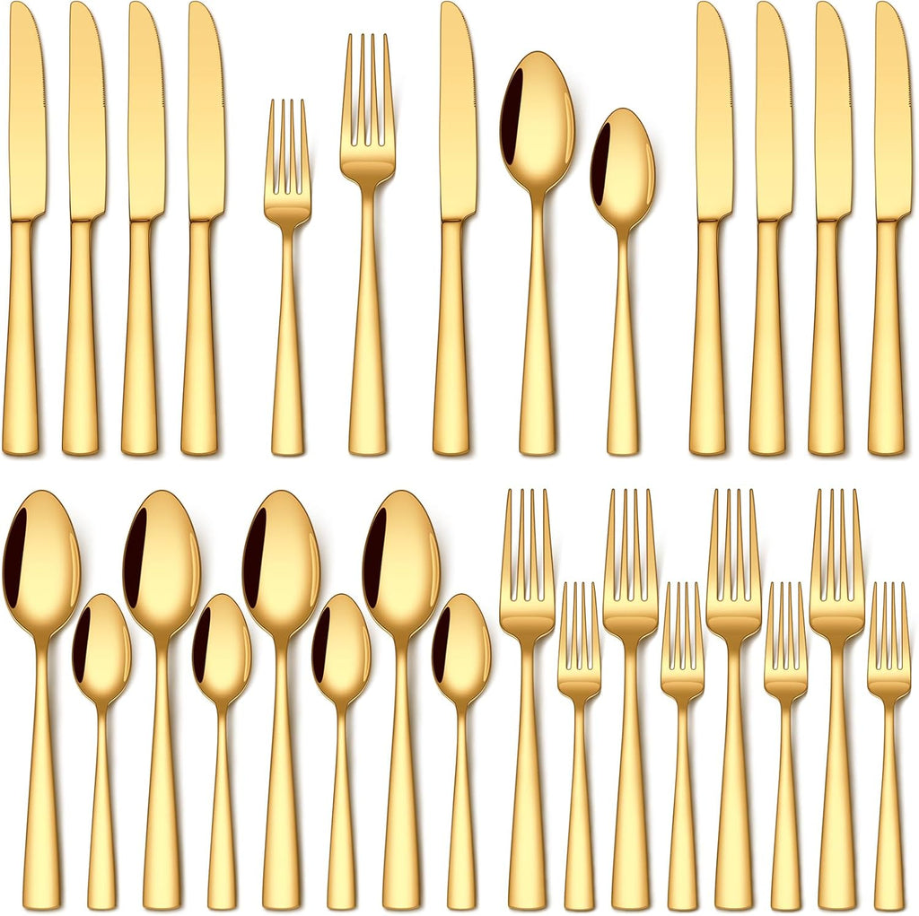 20 Pcs Gold Silverware Set, Food-Grade Stainless Steel Flatware Sets for 4 Mirror Polished Cutlery Utensil Sets