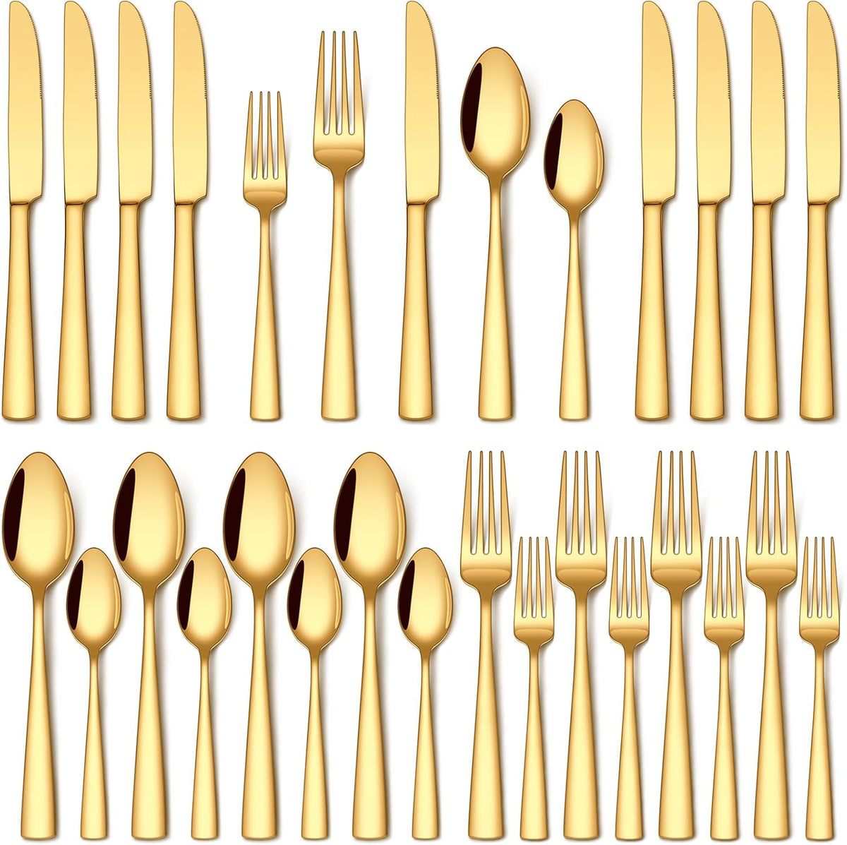 20 Pcs Gold Silverware Set, Food-Grade Stainless Steel Flatware Sets for 4 Mirror Polished Cutlery Utensil Sets