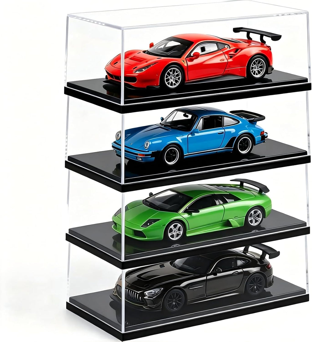 1:18 No Assembly Diecast Display Case with Plastic Base Acrylic Model Car Display Boxes - Dustproof Showcase for
