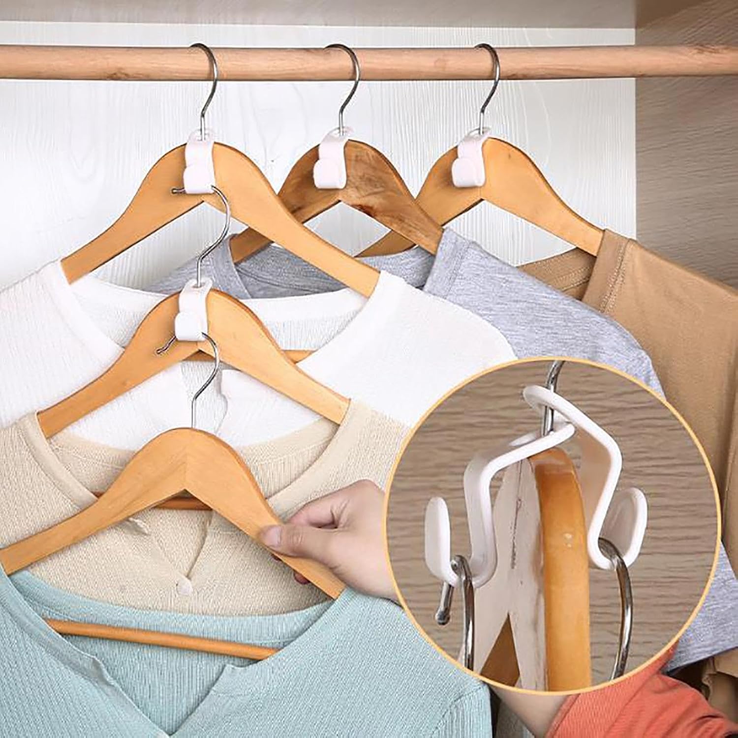 15-Pack Hanger Connector Hooks for Closet Organization, Space Saving Cascading Clothes Hanger Extender Clips, Heavy