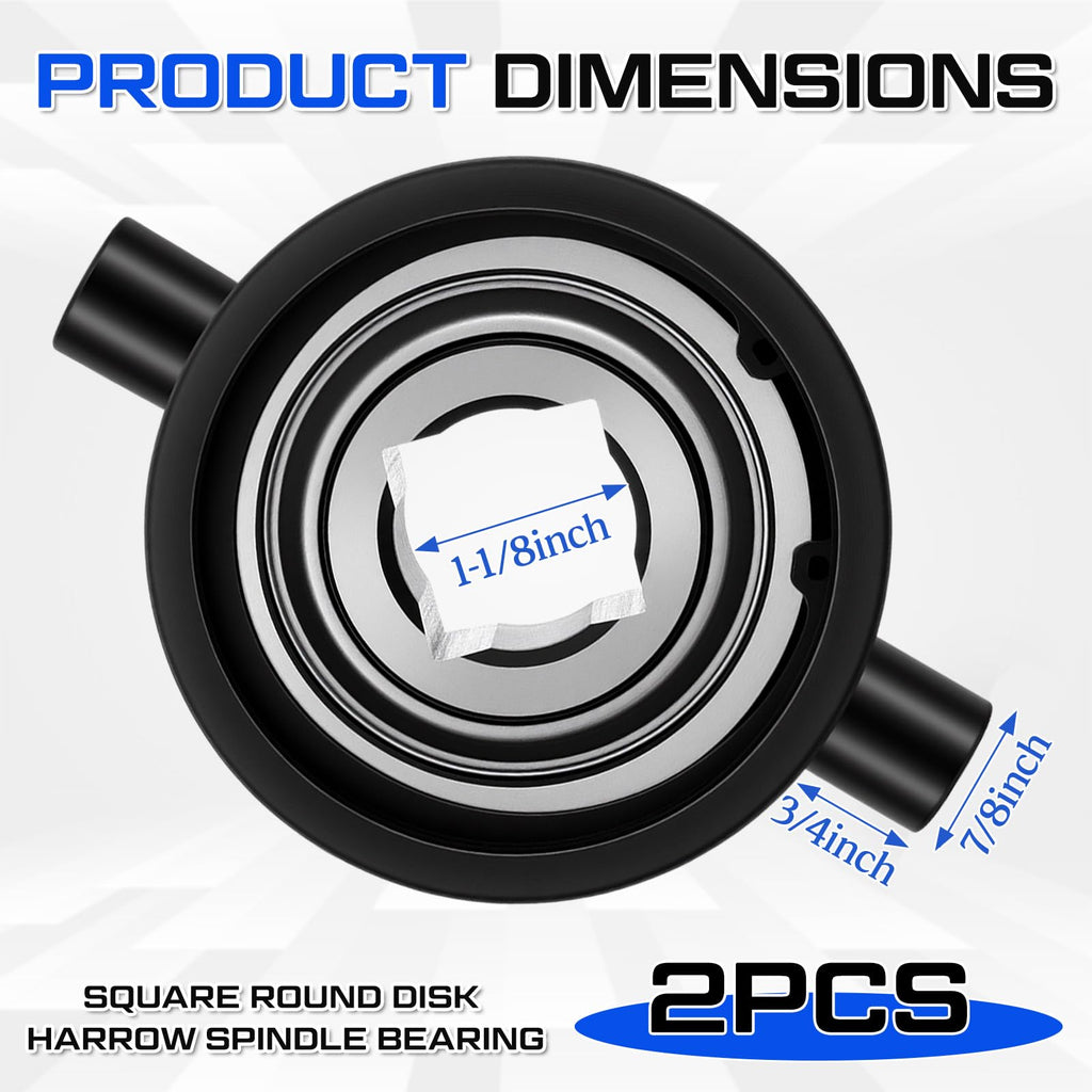 2 Pcs 1-1/8 Inch Square Bore Disc Harrow Flange Bearing