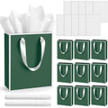 10 Pack Paper Gift Bags with Handle Tissue Paper, Green White