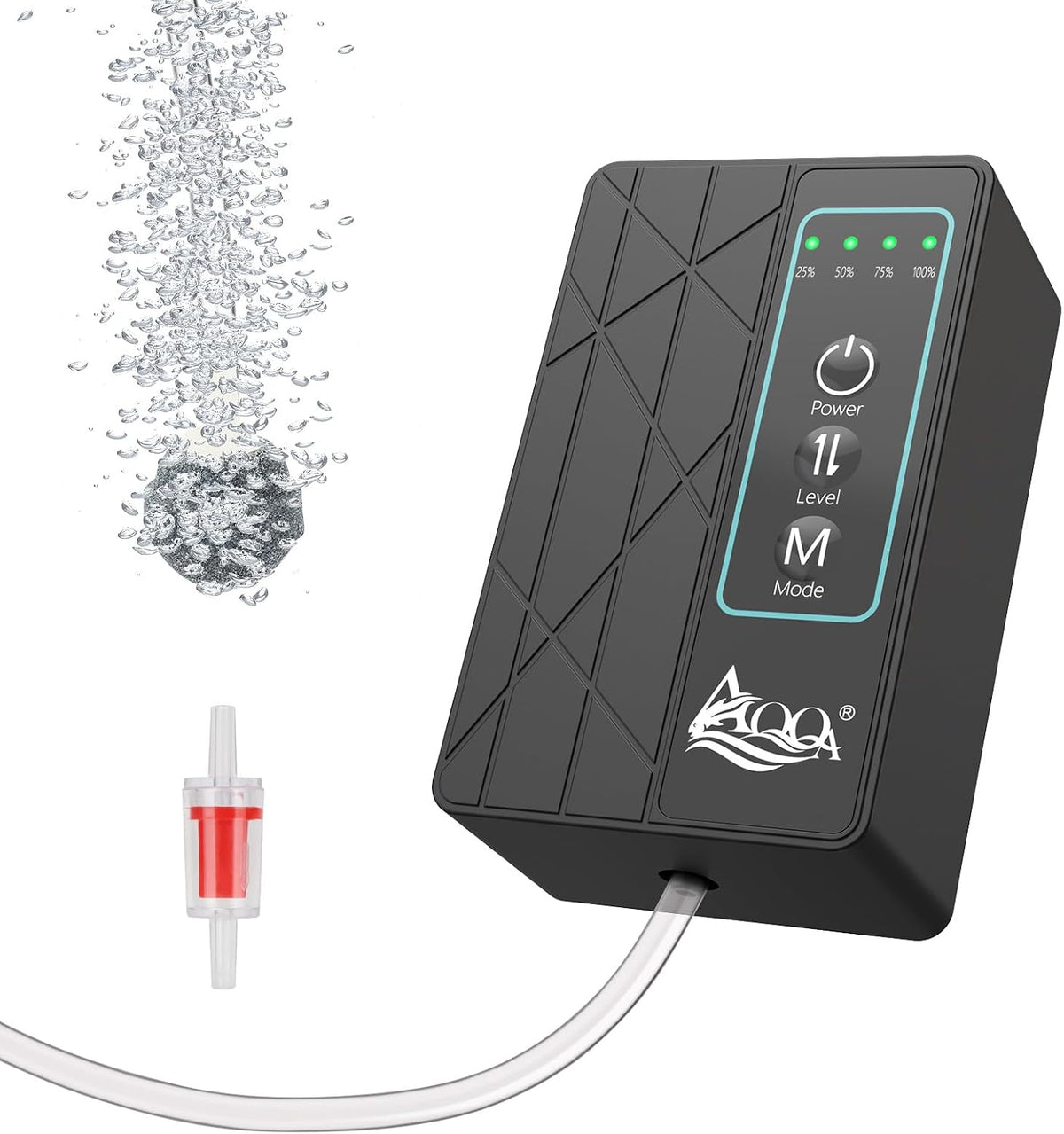 30GPH USB Rechargeable Aquarium Air Pump, Silent Flow Oxygen Aerator