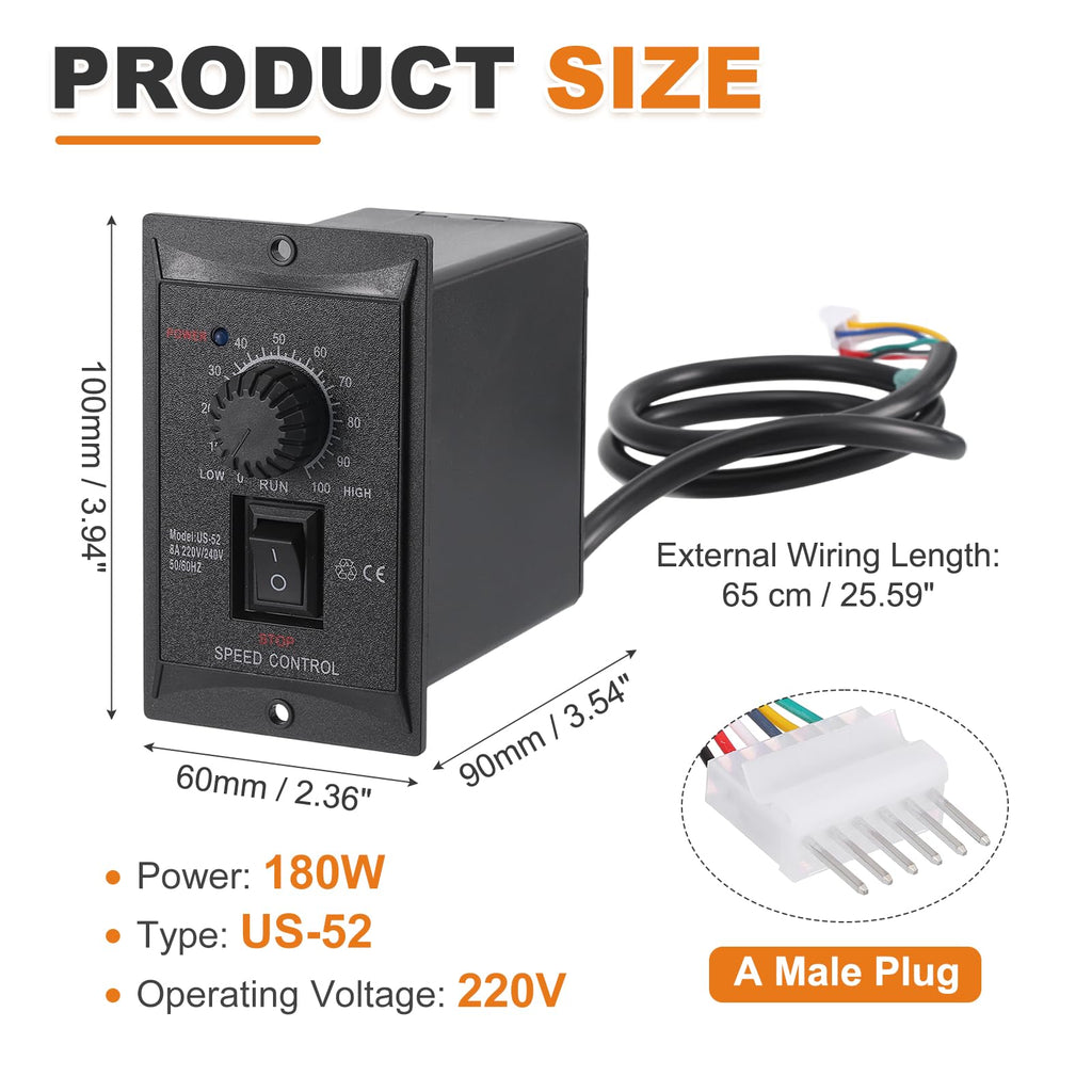 MECCANIXITY AC Motor Speed Controller 180W 220V US-52 50/60Hz