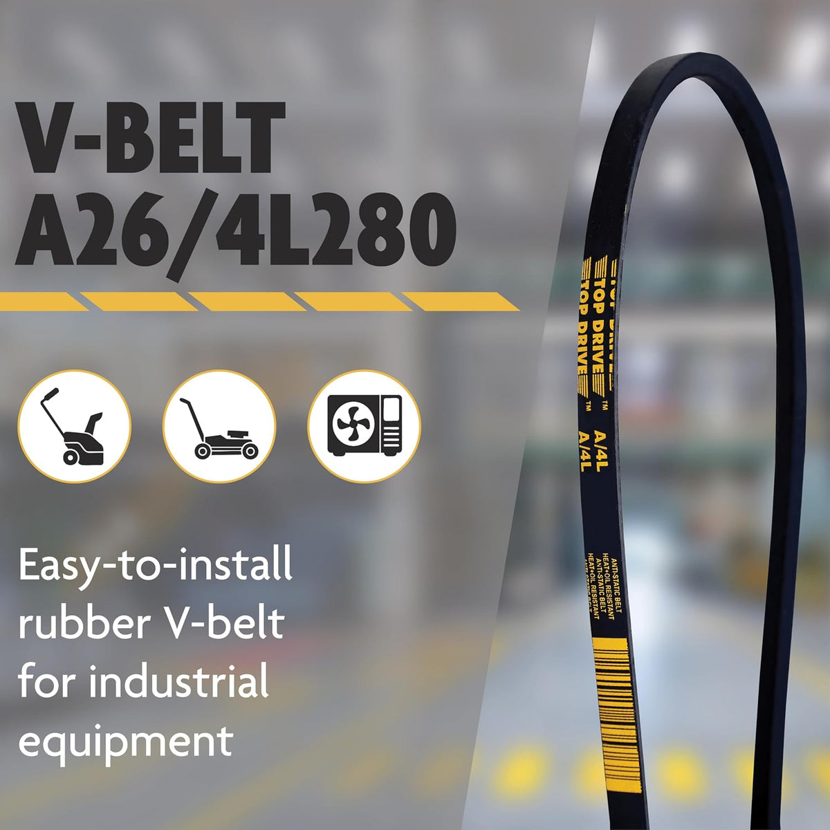 Top Drive A26/4L280, A/4L, Classic Wrapped V Belt, 1/2" x 28"