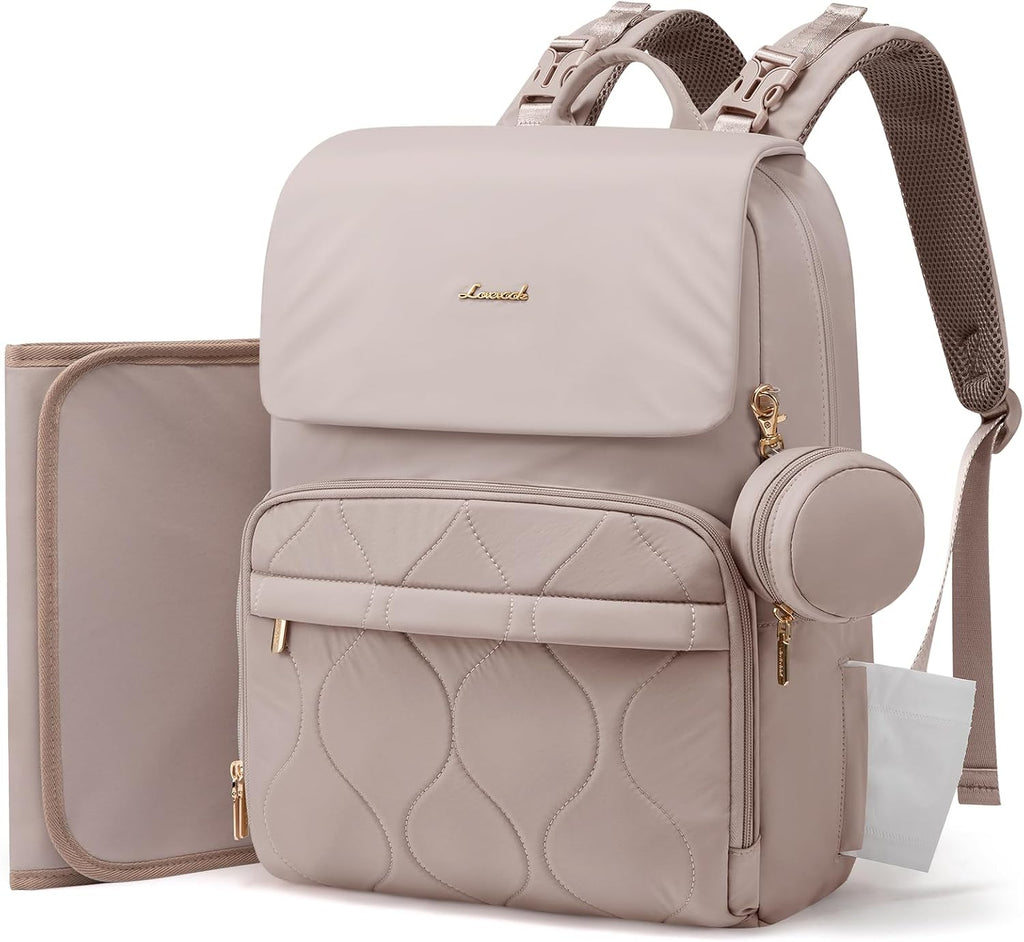 Diaper Bag Backpack, Baby Travel Bags for Boys & Girl, Toddler Waterproof Diaper Bag w/Changing Pad (Camel