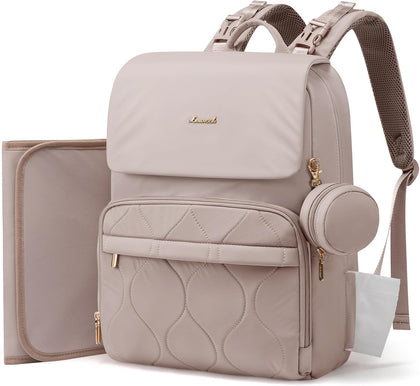 Diaper Bag Backpack, Baby Travel Bags for Boys & Girl, Toddler Waterproof Diaper Bag w/Changing Pad (Camel