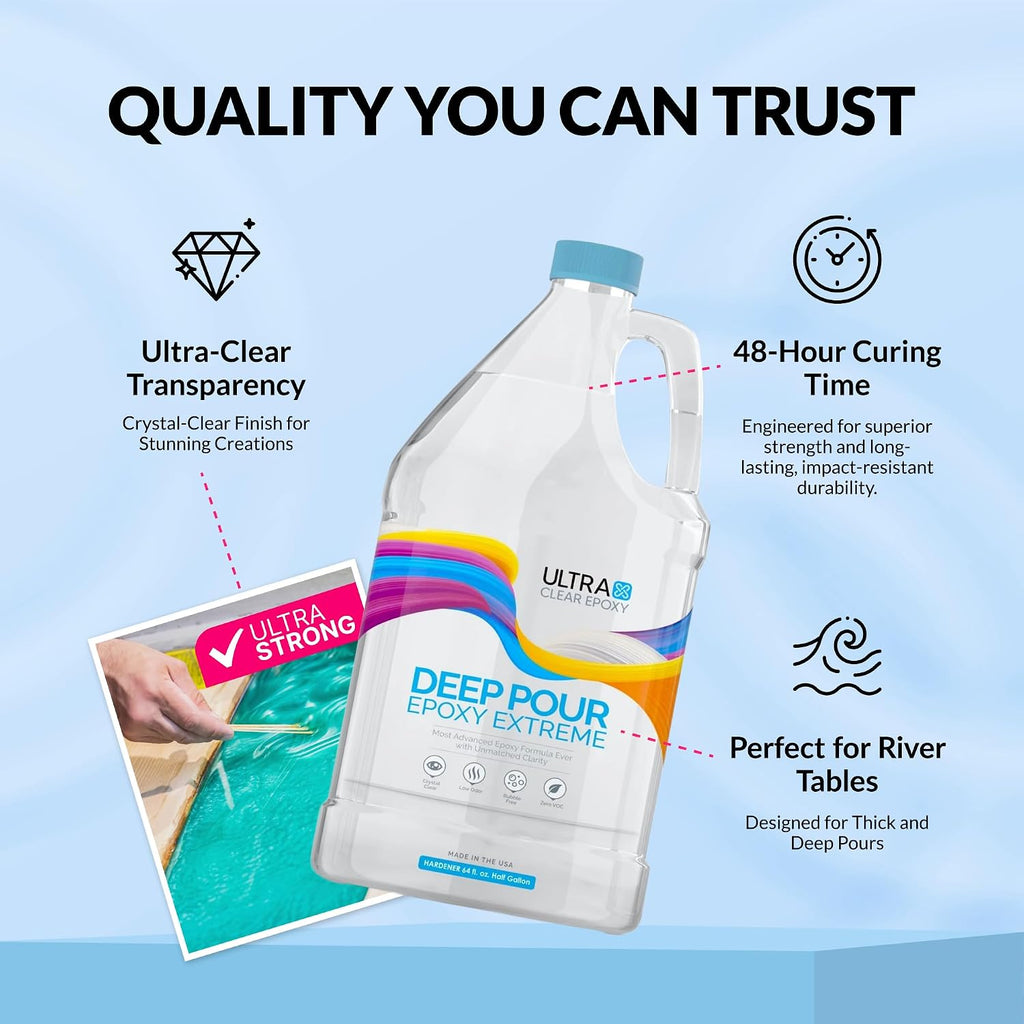 Ultra Clear Deep Pour Epoxy Resin and Hardener for Countertops, River Tables, Art Resin, DIY, Tumblers | Scratch