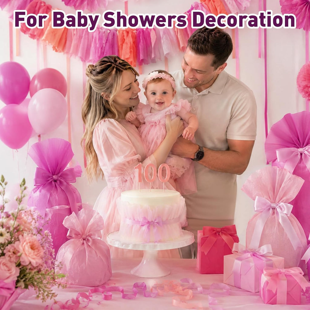 330 Pcs Pink Tissue Paper,6-Color 14"X10" Tissue Paper Bulk