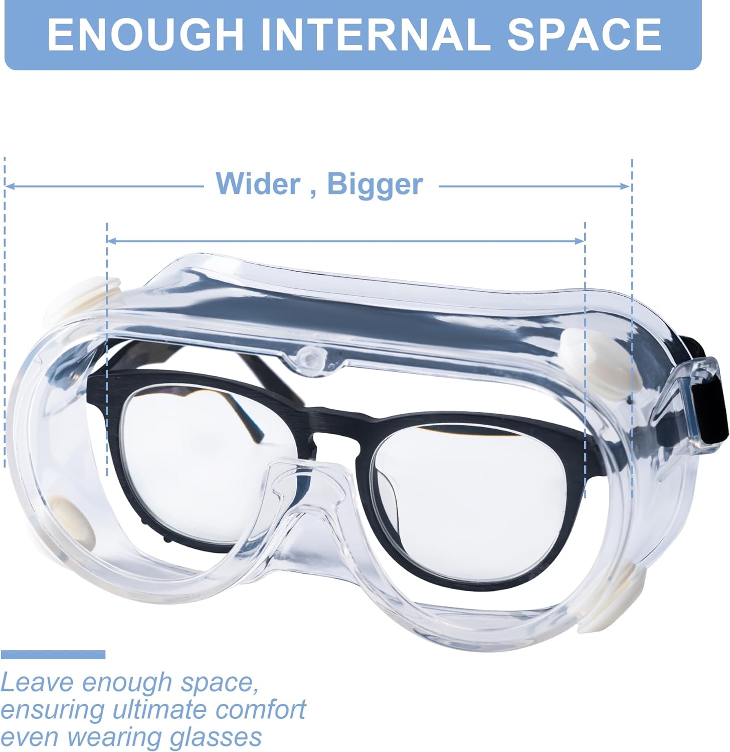 2-Pack Safety Goggles, Anti-Fog Lab Goggles for Men and Women | Over Glasses Safety Glasses for Chemistry Lab