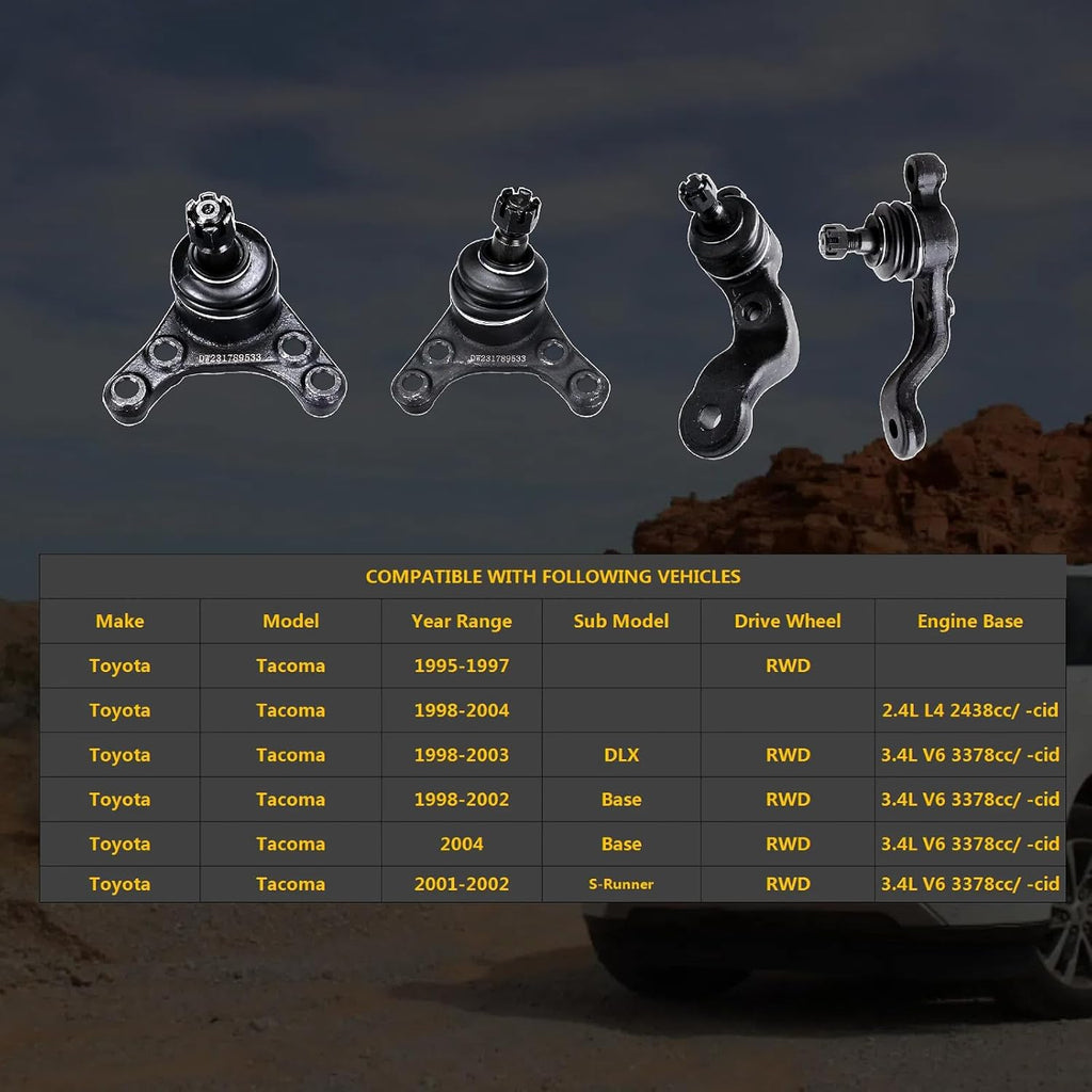 Ball Joints Upper & Lower Front Kit for Toyota Tacoma 1995-2004 RWD