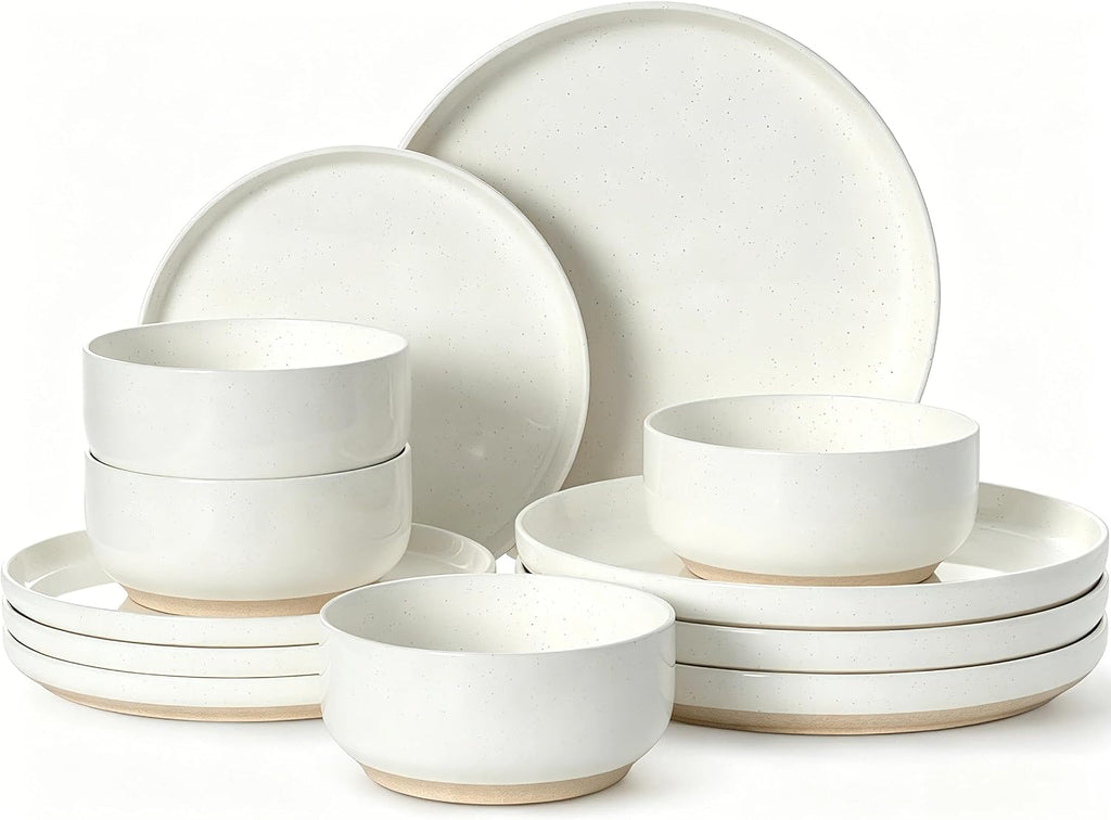 Dinnerware Set for 4, 12 Pieces Plates and Bowls Set
