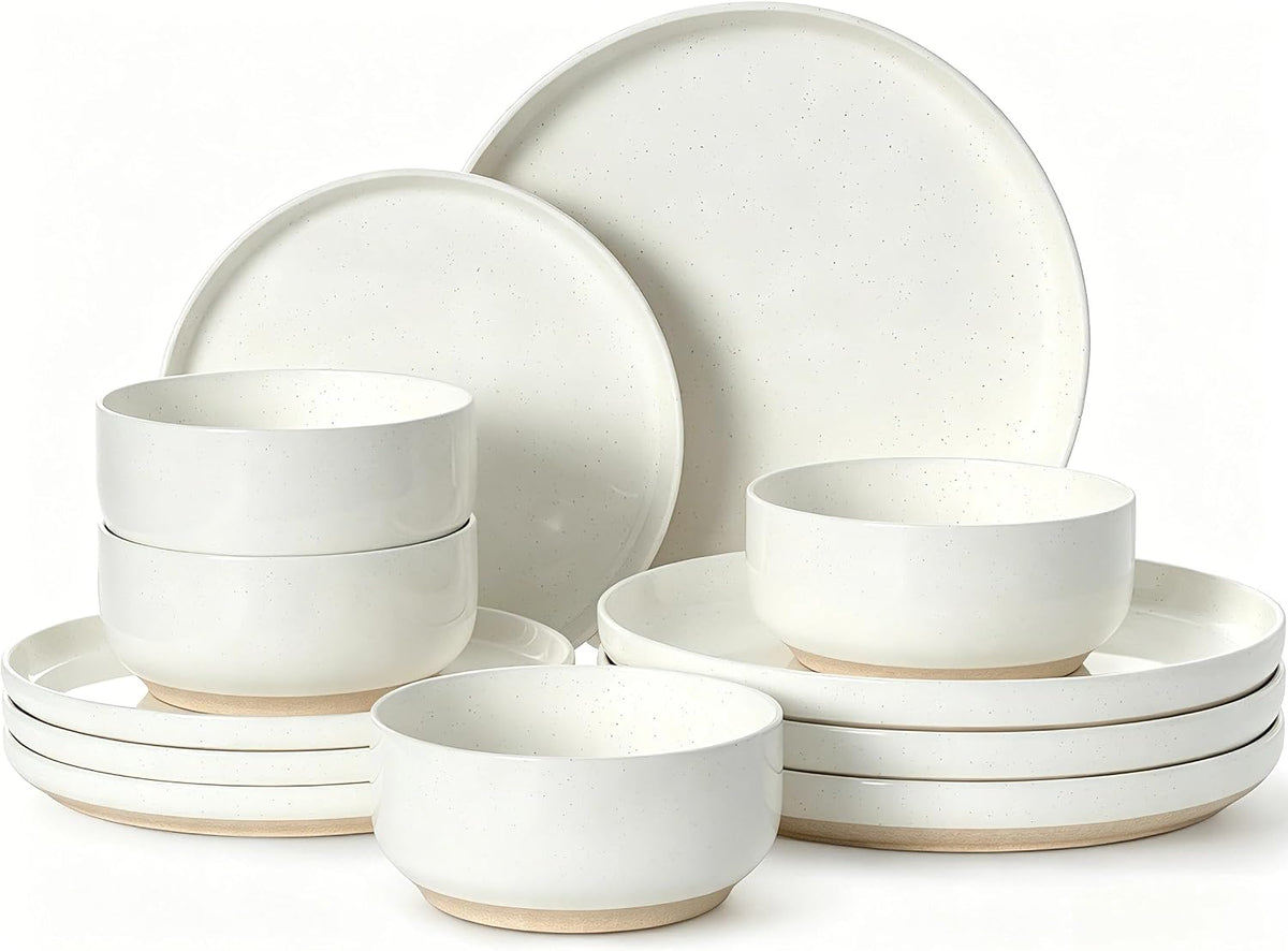 Dinnerware Set for 4, 12 Pieces Plates and Bowls Set