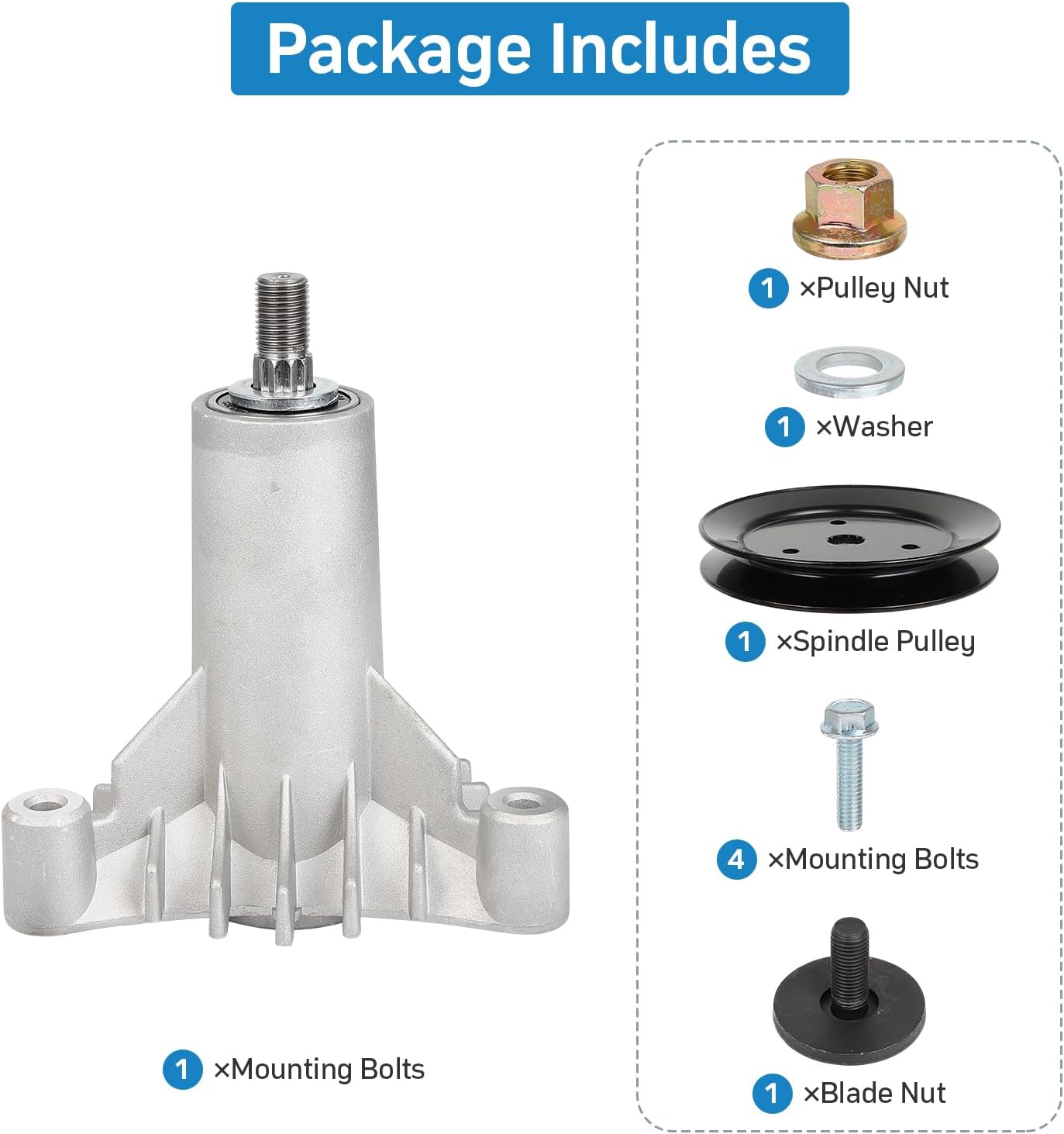 130794 Spindle Assembly 153535 Pulley Replacement for 532130794 582922301 AYP Husqvarna Craftsman Jonsered Poulan Pro