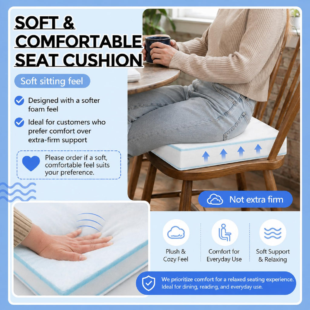 4 Pack Chair Cushion Foam Inserts, 18x18x2 Memory Foam Seat Pads