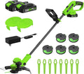 String Trimmer, 20V 12-inch Cordless Weed Trimmer with Auto Line Feed, 2 X 2.0Ah Battery Powered Lawn Edger with 5