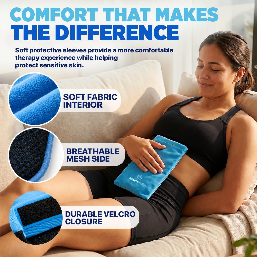 4 Large Ice Packs for Injuries Reusable with 2 Inserts - Soft Ice Pack Set