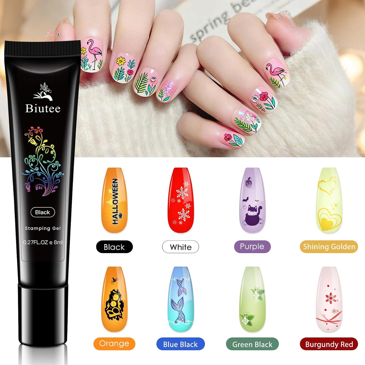 15Pcs Nail Stamping Kit Nail Stamp Plate 8 Nail Stamping Gel Polish