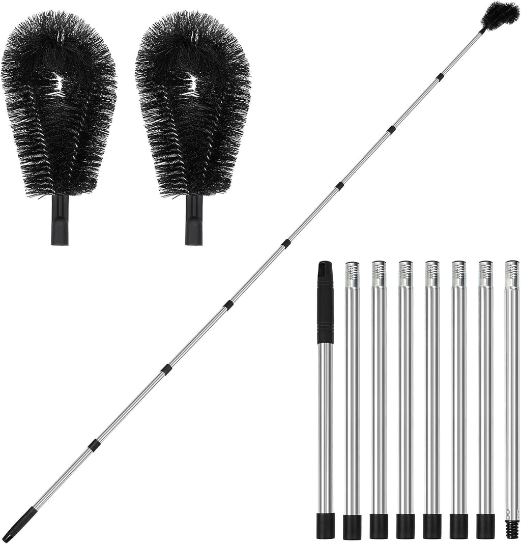 10.5FT Gutter Cleaning Brush with Adjustable Pole - No Ladder, Professional Long Reach Gutter Brush with Replaceable