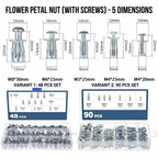 48Pcs/90Pcs Button Rivet Locking Nuts Set with M4 M5 M6 M8 (90 PCS)