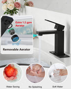 Bathroom Faucets 1 Hole Single Handle,Matte Black
