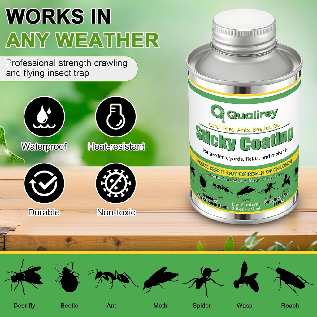 1 Pack Tangle Trap Sticky Coating with Brush, Insect Barrier Outdoor DIY Adhesive Traps Coating Lanternfly