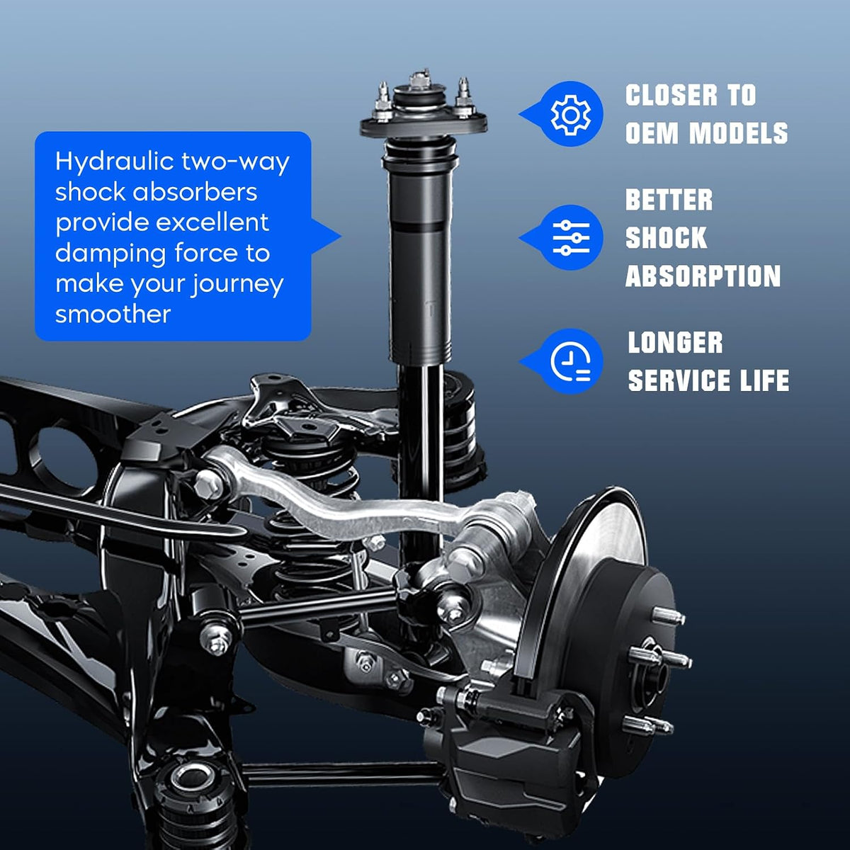 Rear Strut Shock Absorber for GMC Terrain 2010-2017, for Chevrolet Equinox 2005-2017, for Satum Vue 2002-2010, for Suzuki XL7 2007-2009, Struts Shocks Assembly Replace for 343433，2003 2004 2006 2008