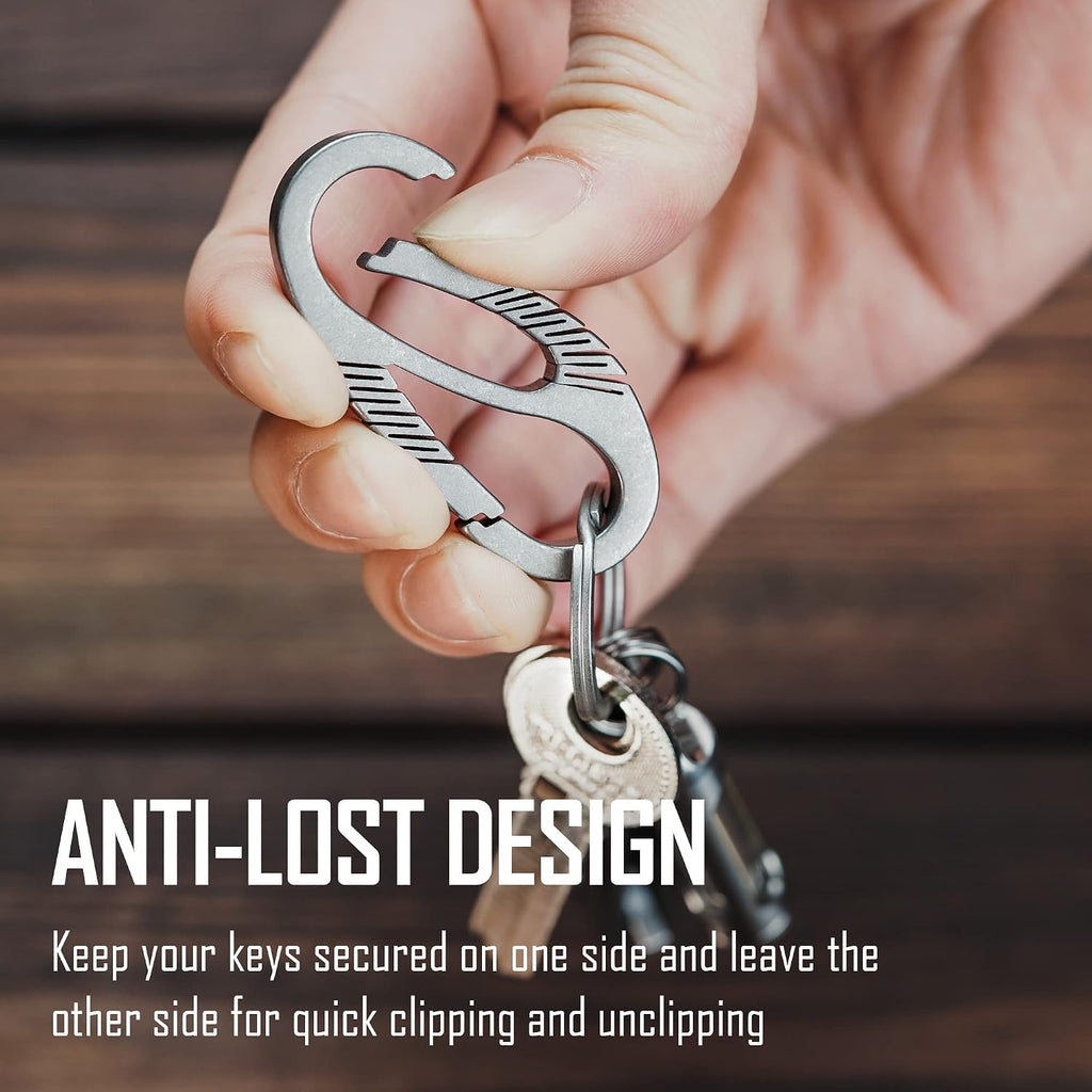 Titanium Carabiner Clip with Dual Gate Quick Release | Key Ring Organizer, Lightweight Titanium Material, Compact