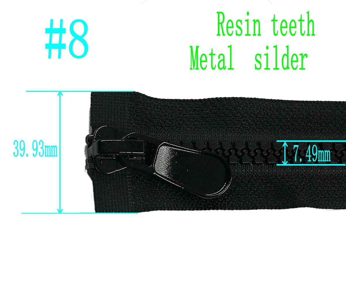 #8 Separating Zippers Two Way Resin Zippers 30 Inch Black Zipper