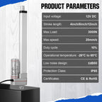 ECO-WORTHY Linear Actuator Heavy Duty 3000N/660lbs with Mounting Brackets Multi-Function (12V, 4"）