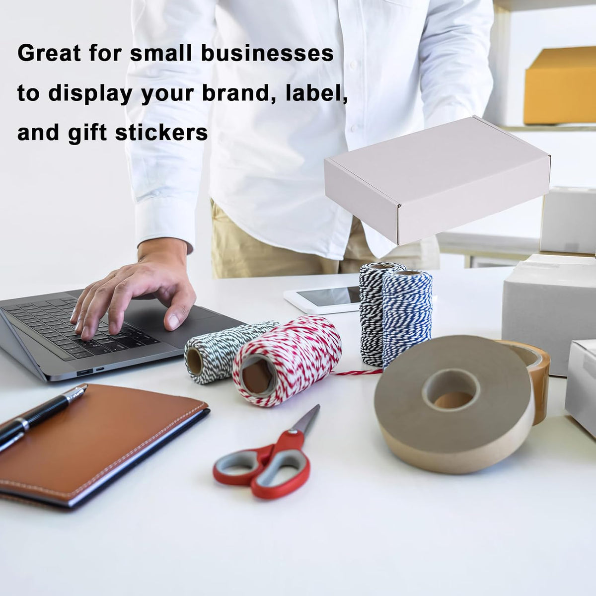 6x4x2 Inches Shipping Boxes Pack of 50, Small Corrugated Cardboard Box for Mailing Mailer Packing, All White