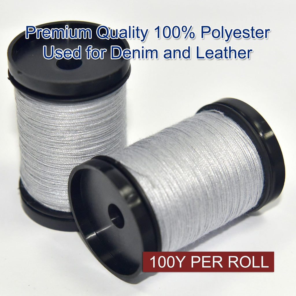 Sewing Thread Denim 2 Spools Denim Thread，Silver Grey