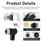 10Pcs M12 5Pin Female Industrial Aviation Connector (A-Code) Waterproof, Sensor Socket Field-Assemblable 12mm Circular Socket Panels Adapter IP67 Right Angel