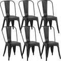 Matte Black Stackable Metal Dining Chairs, Set of 6