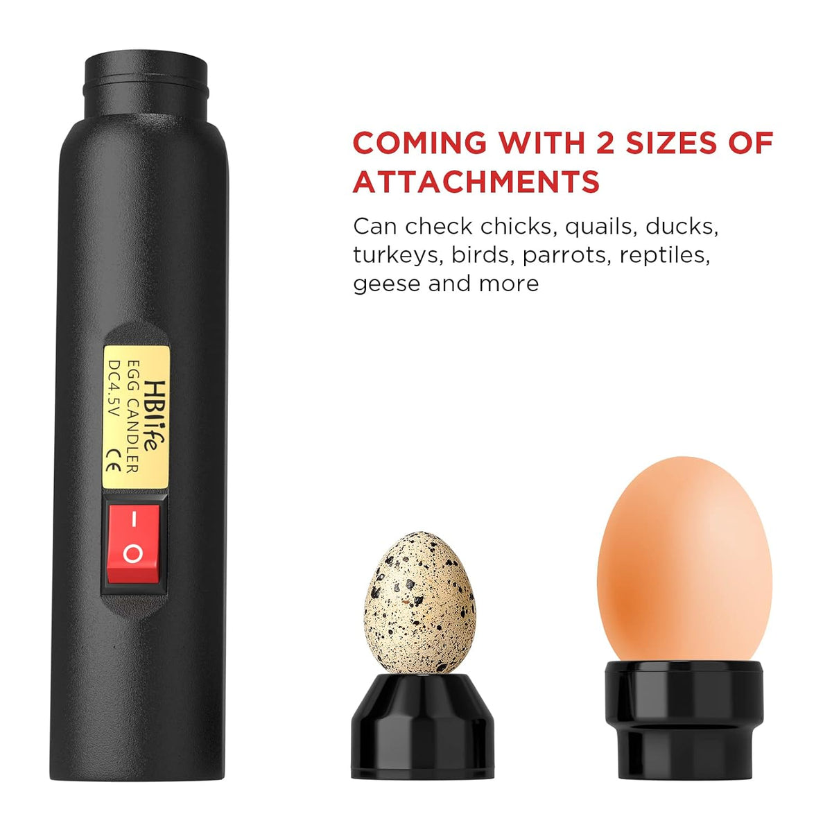 Wired LED Egg Candler, Bright Cool Light Egg Candler Tester for Monitoring Egg Development with 2 Soft Rubber