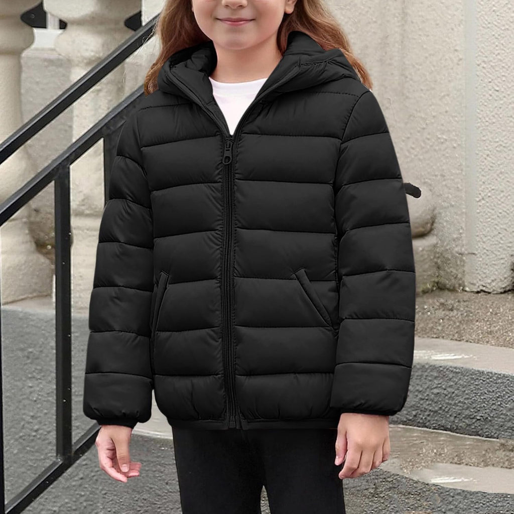 Kids Winter Coat Warm Soft Packable Lightweight Puffer Jacket With Hood Zip Up Baggy Kids Clothes Down Outerwear 4-14
