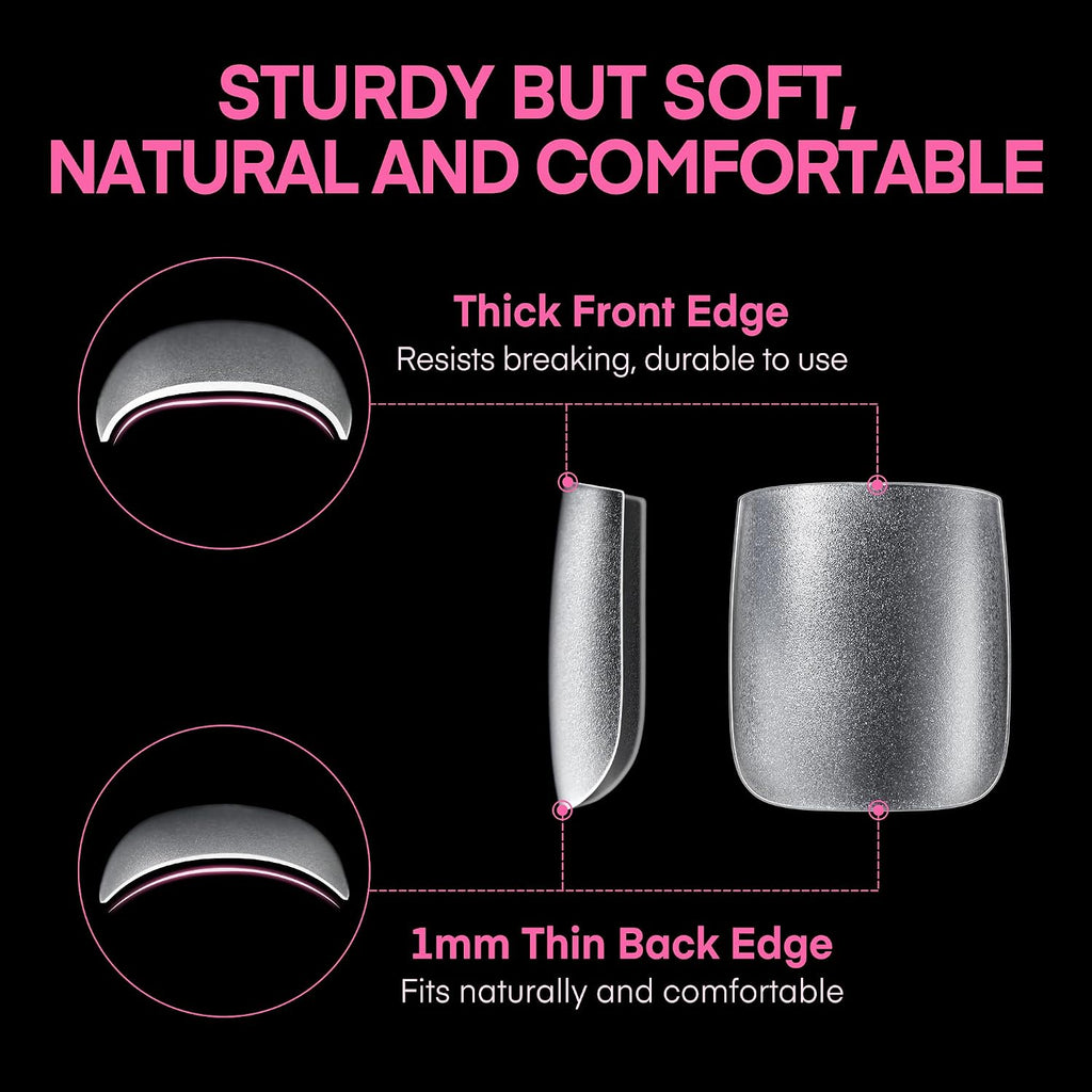 Toe Nail Tips 15 Sizes 216Pcs, Square Toe Nails fit Big Wide Toe